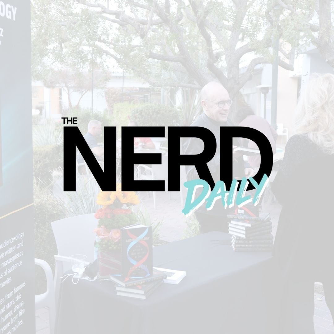 the nerd daily logo with kevin in the background