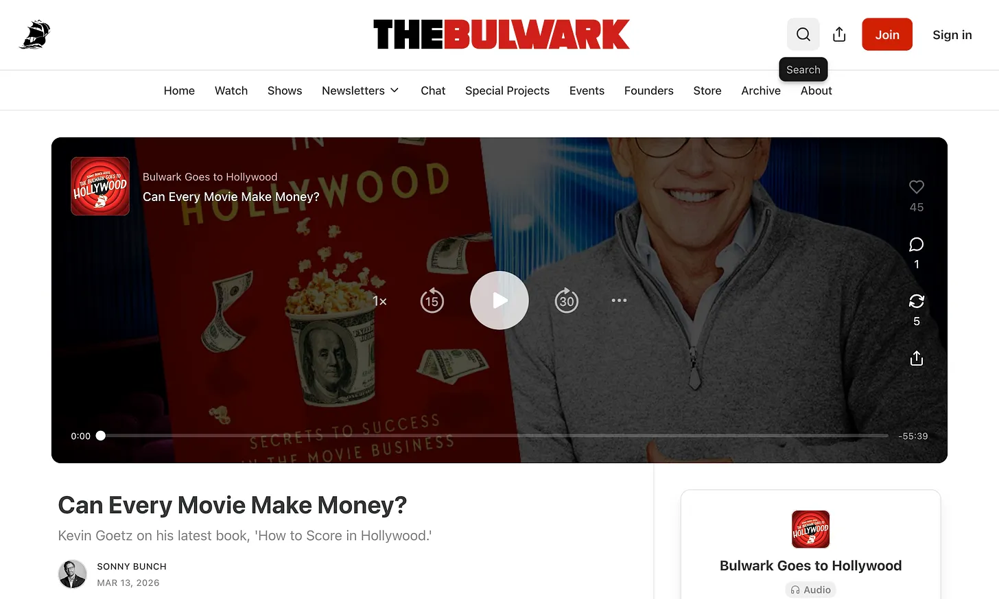 Kevin Goetz on The Bulwark Podcast